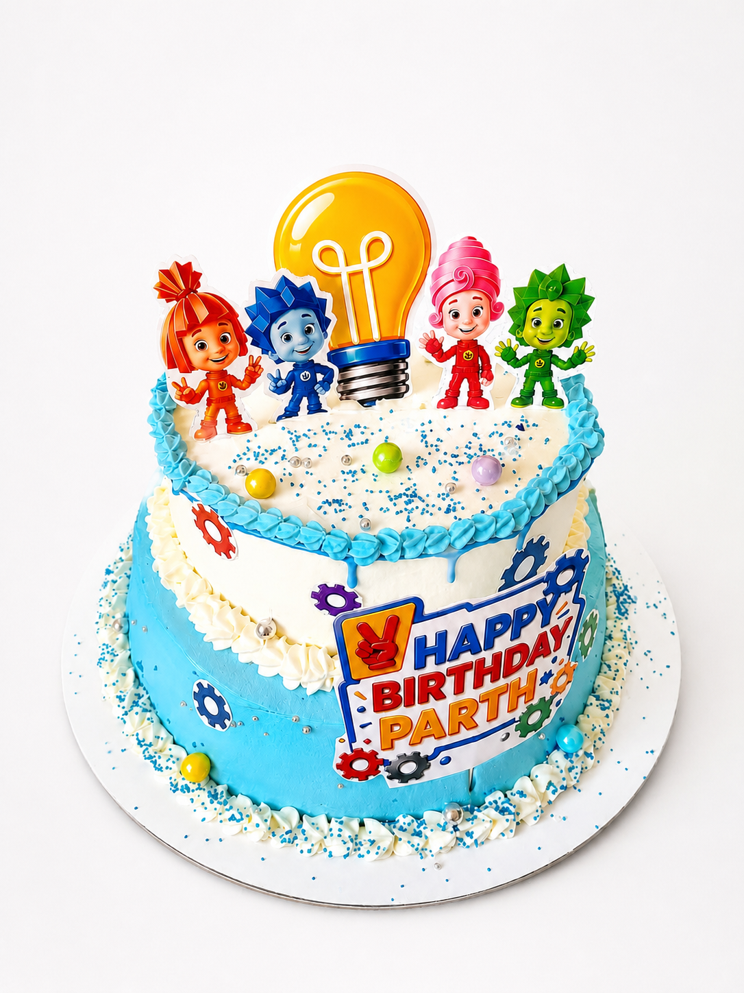 Blue character birthday cake